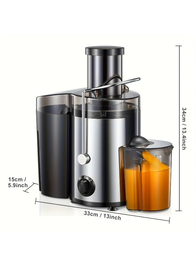 Juicer Extractor, High-Powered Motor, Stainless Steel Design, Large 1.7L Pulp Container, 1.1L Juice Collector, Dual Speed Control, XL Feeding Chute, 1.7 L - Image 3